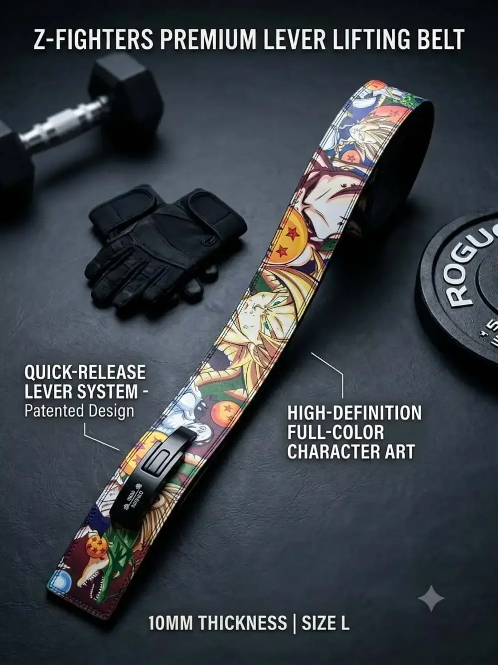 Dragon Ball Z Weight Lifting Belt Real Leather Lever Belt for Men or Women